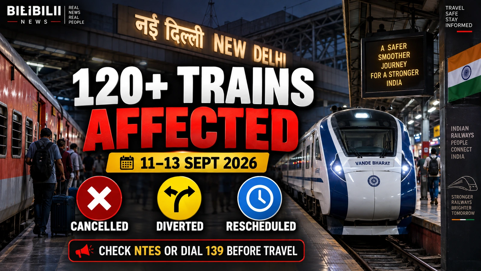Rajdhani, Vande Bharat Among 120+ Trains Affected in Delhi From Sept 11–13