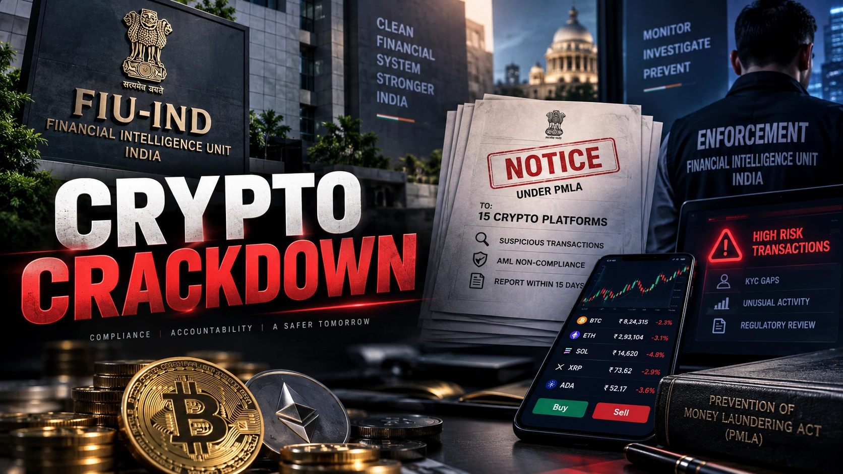 Bilibilii editorial thumbnail for India’s FIU Issues Notices to 15 Crypto Platforms — What the PMLA Action Means for Users