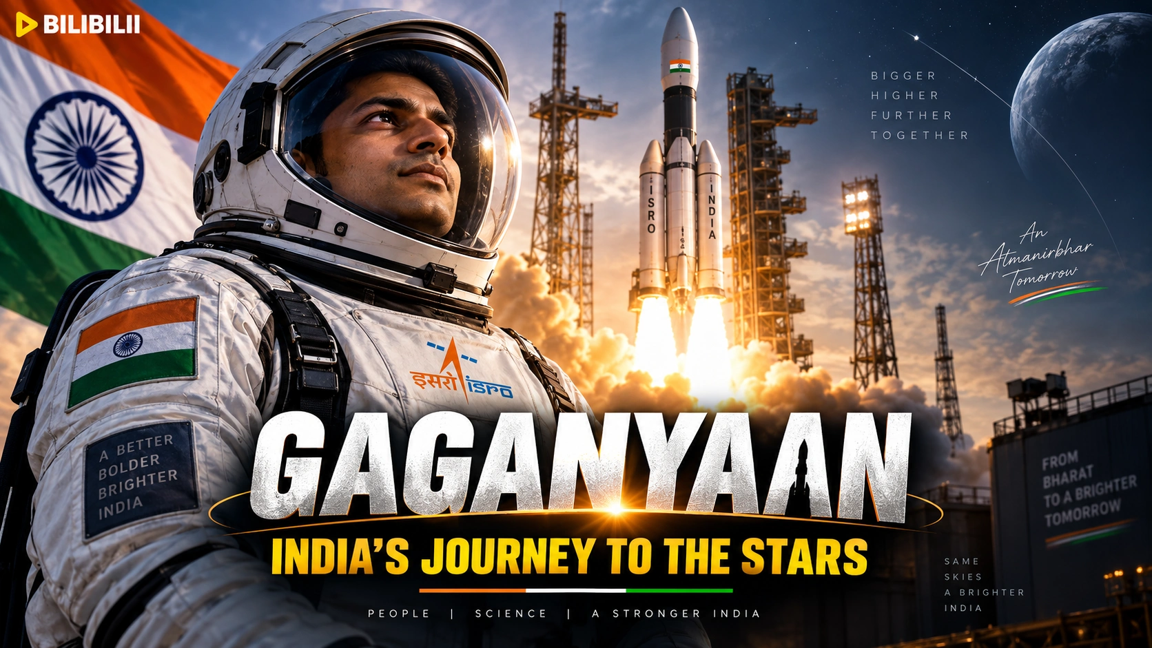 Bilibilii editorial thumbnail for Gaganyaan — India’s Journey to the Stars