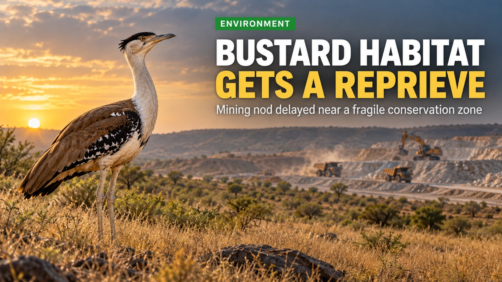 Great Indian Bustard Habitat Gets a Reprieve as Centre Defers Limestone Mine Clearance