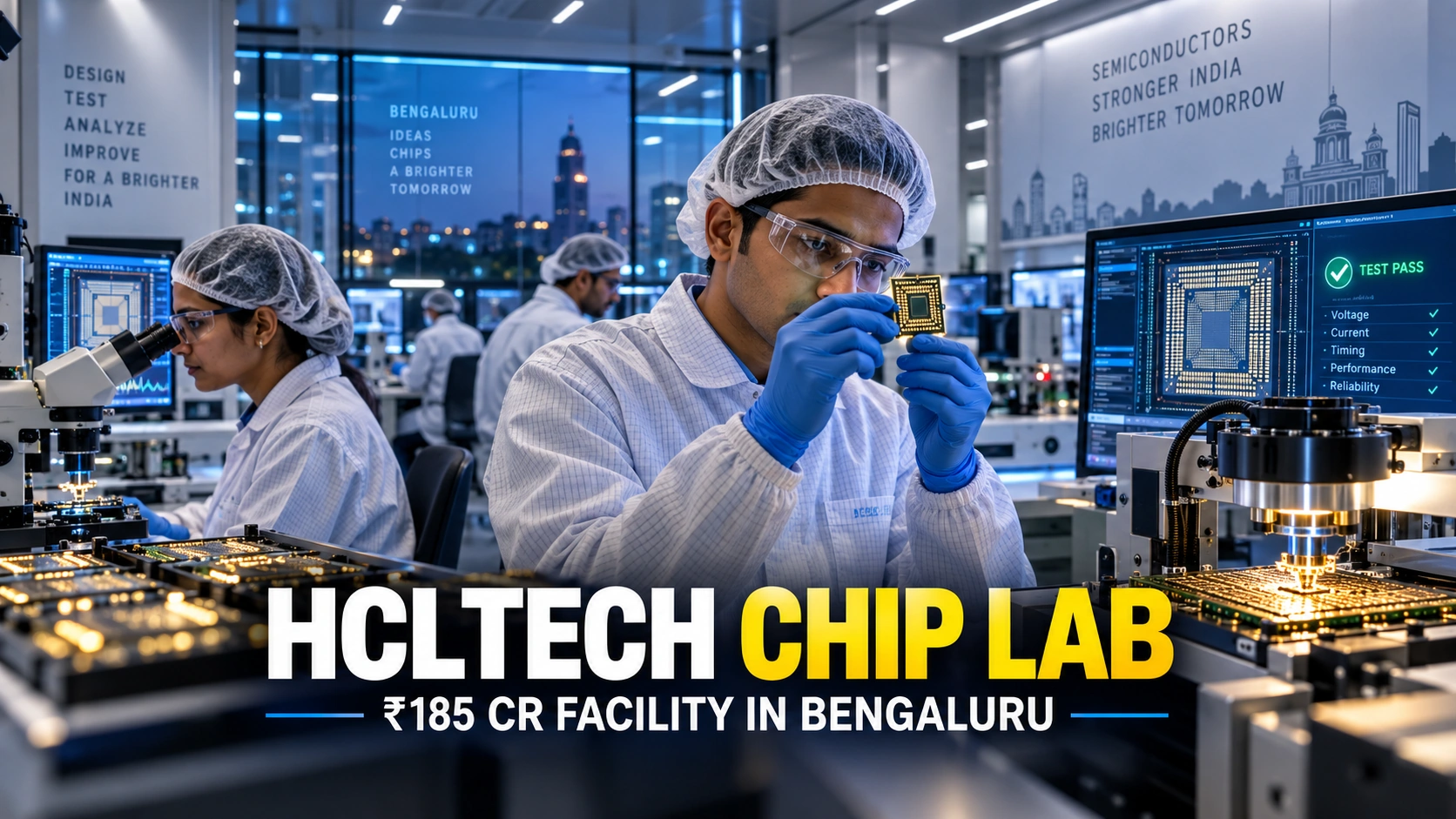 Bilibilii editorial thumbnail for HCLTech Opens ₹185 Crore Semiconductor Lab in Bengaluru — What Happens Inside a Post-Silicon Facility