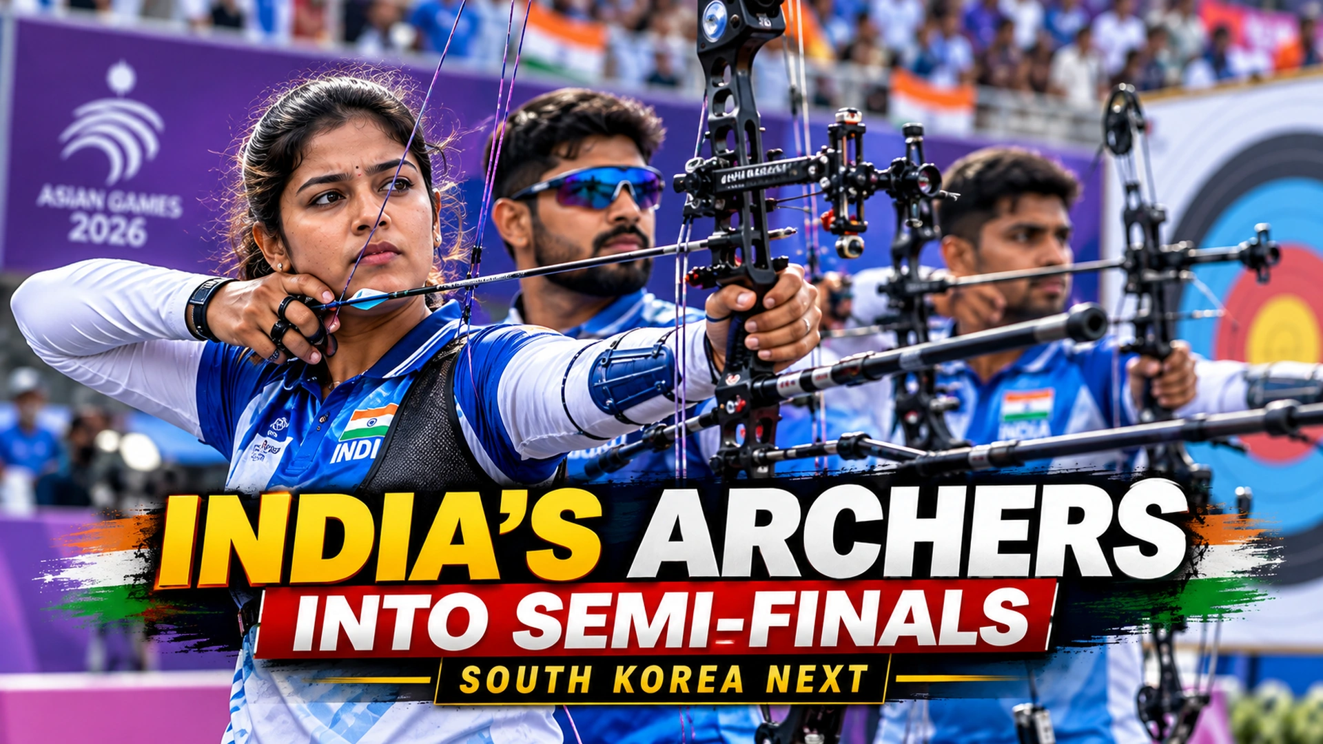 Indian compound archers competing during the Asian Games 2026