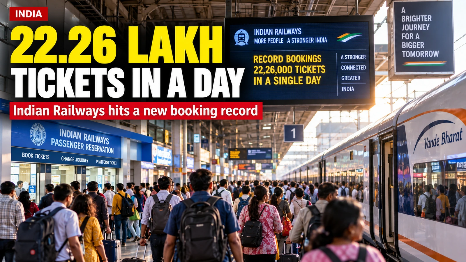 Indian Railways Breaks Daily Booking Record: 22.26 Lakh Reserved Tickets in One Day