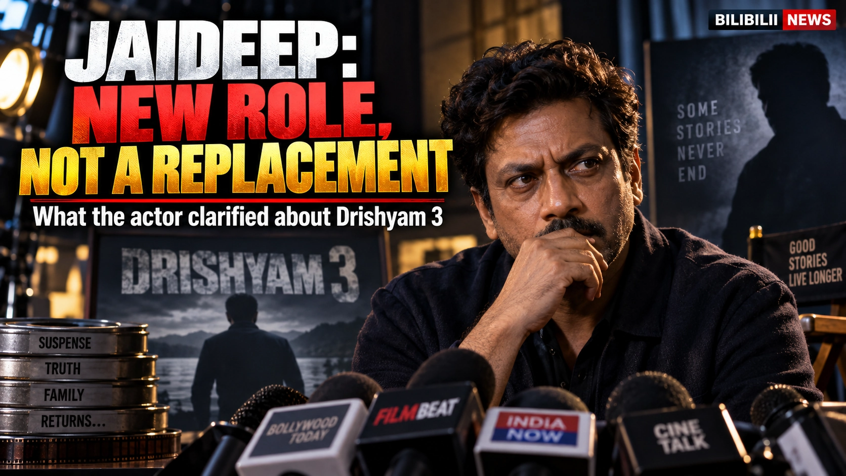 Bilibilii editorial thumbnail for Jaideep Ahlawat Says He Is Not Replacing Akshaye Khanna in Drishyam 3 — His Role Is New