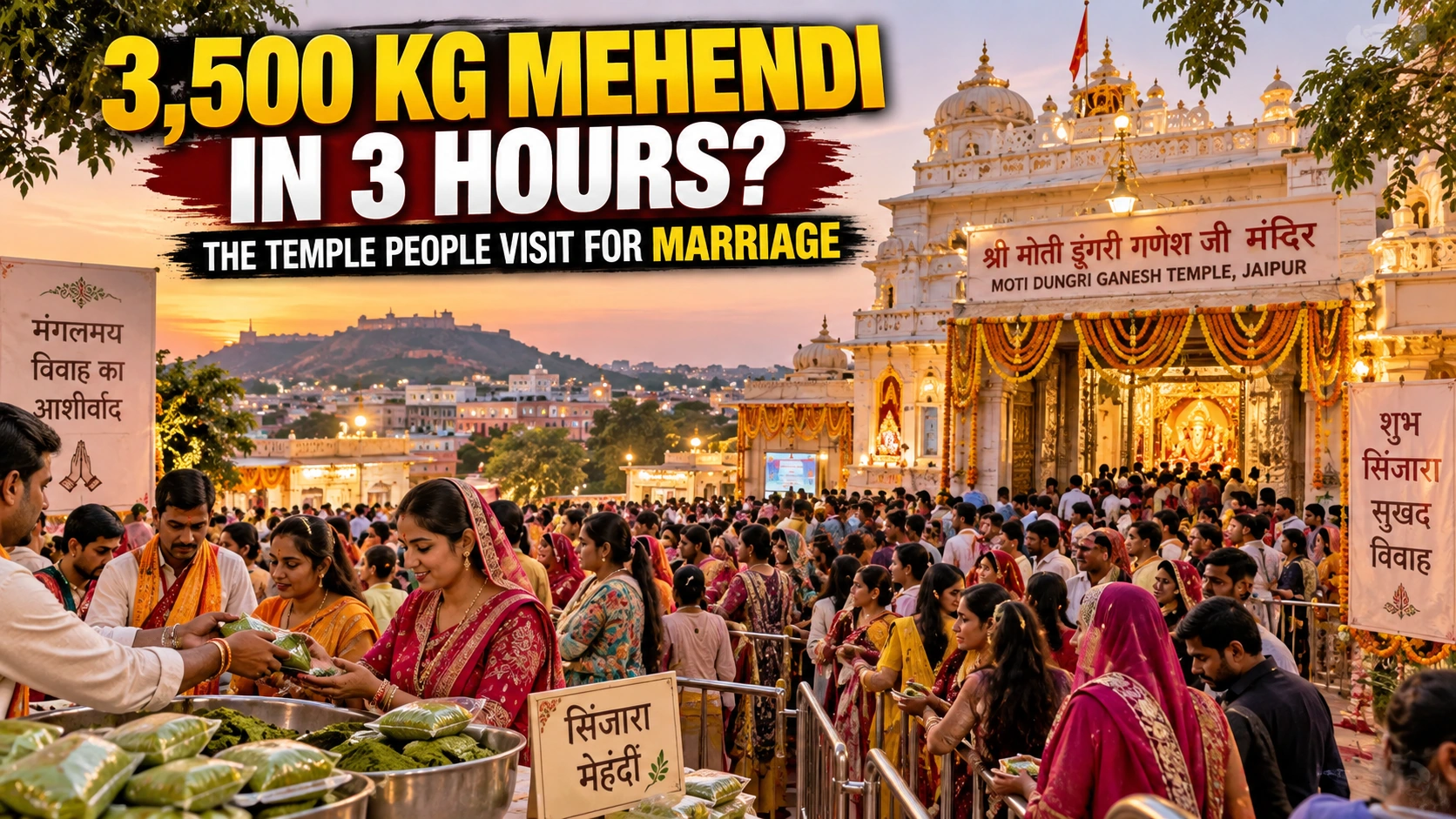 3,500 Kg of Mehendi in 3 Hours? Inside Jaipur’s Marriage-Blessing Temple Rush