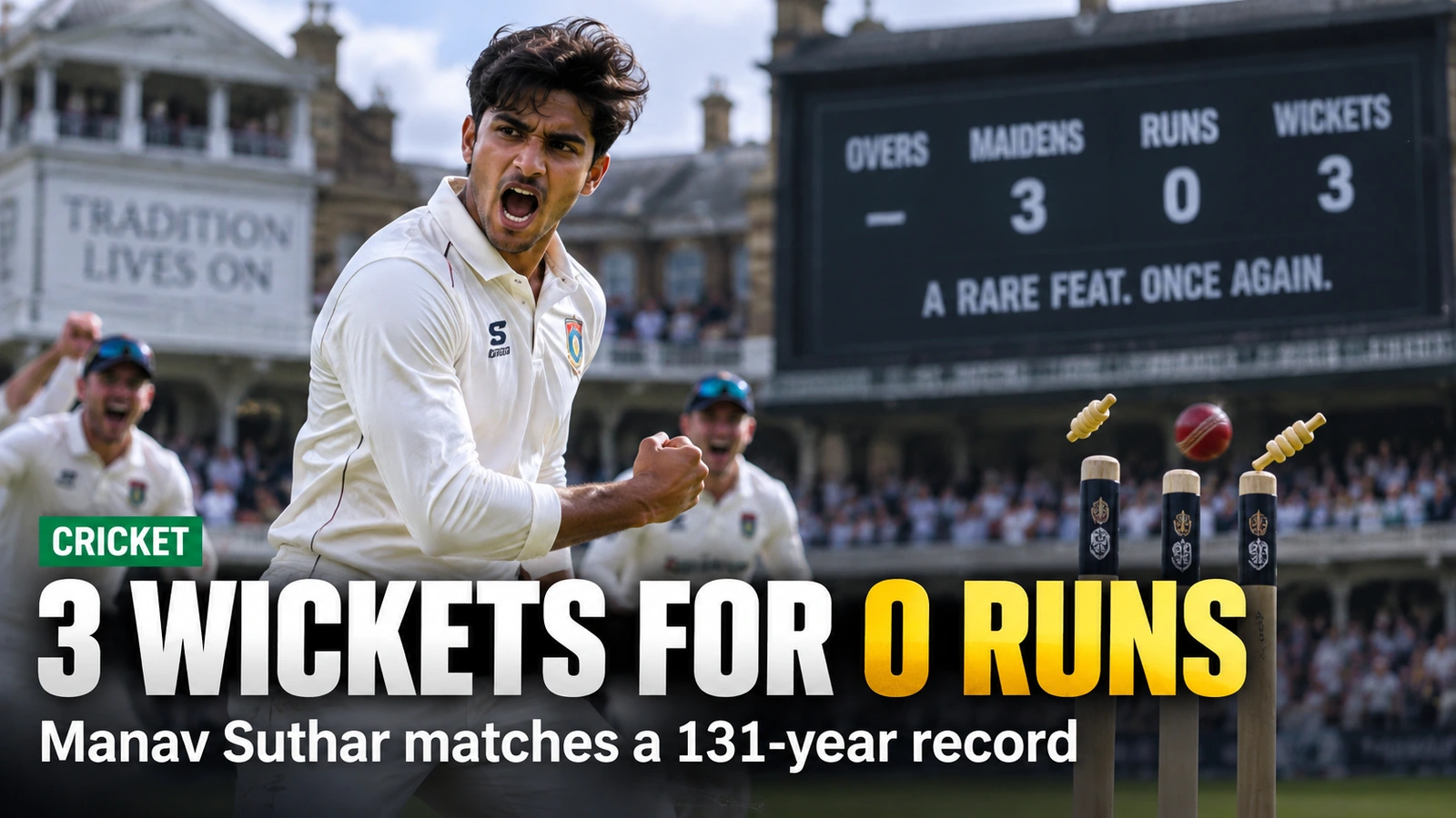 3 Wickets for 0 Runs: Manav Suthar Matches a 131-Year First-Class Record