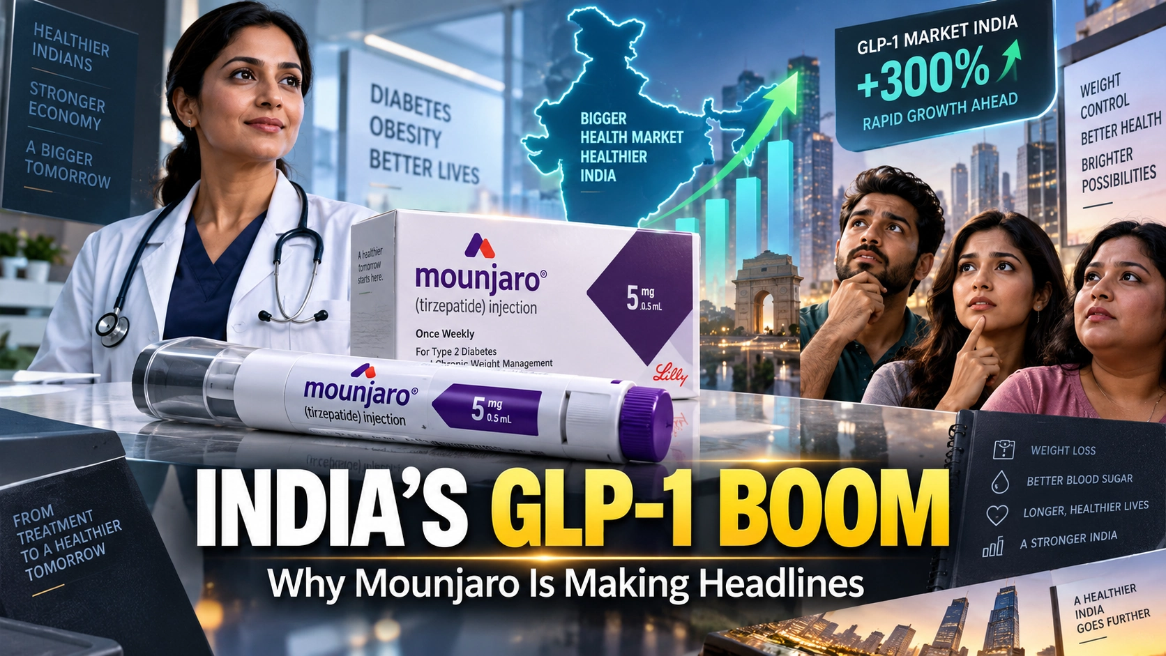 Bilibilii editorial graphic for: Mounjaro Is Now India’s Top-Selling GLP-1 Drug: What the ₹2,333 Crore Market Shift Shows