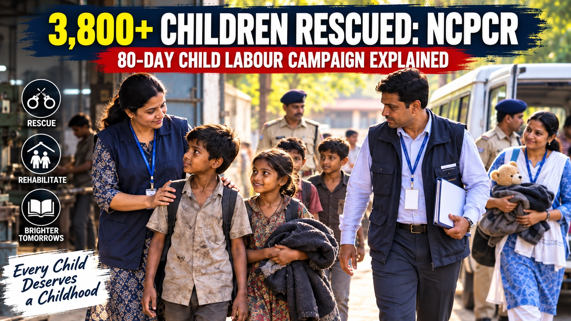 Bilibilii editorial thumbnail for NCPCR Says Over 3,800 Children Were Rescued From Child Labour — What Happened in the 80-Day Campaign