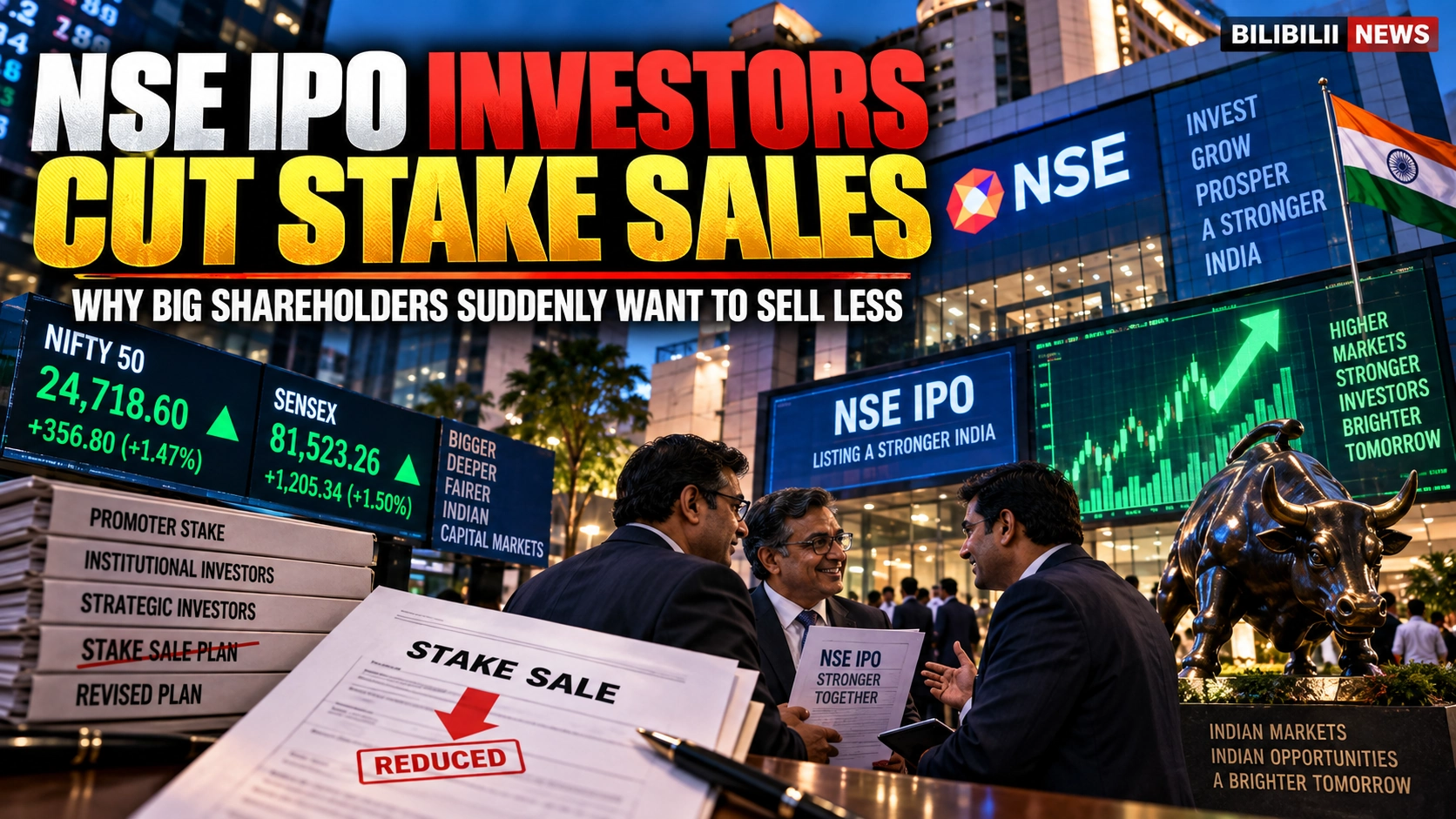 Bilibilii editorial thumbnail for Top NSE Investors Cut Planned Stake Sales Ahead of IPO — Why the Lower Price Changed Their Minds