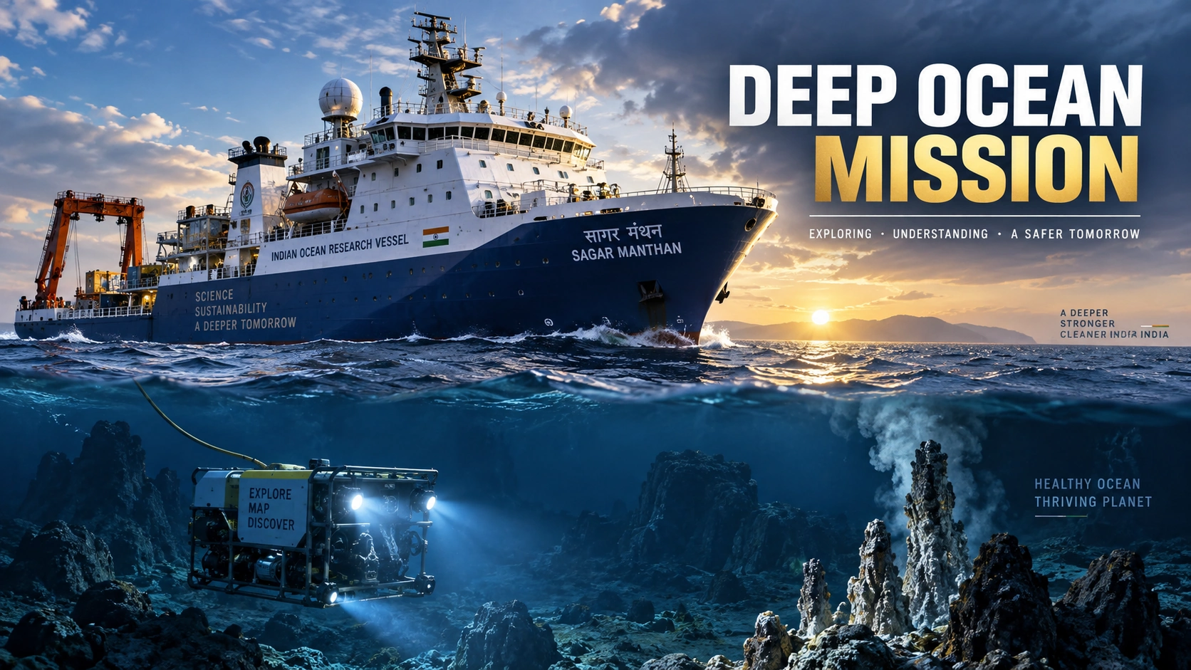 Bilibilii editorial thumbnail for India Launches ORV Sagar Manthan — The ₹840 Crore Ship Built to Explore the Deep Ocean