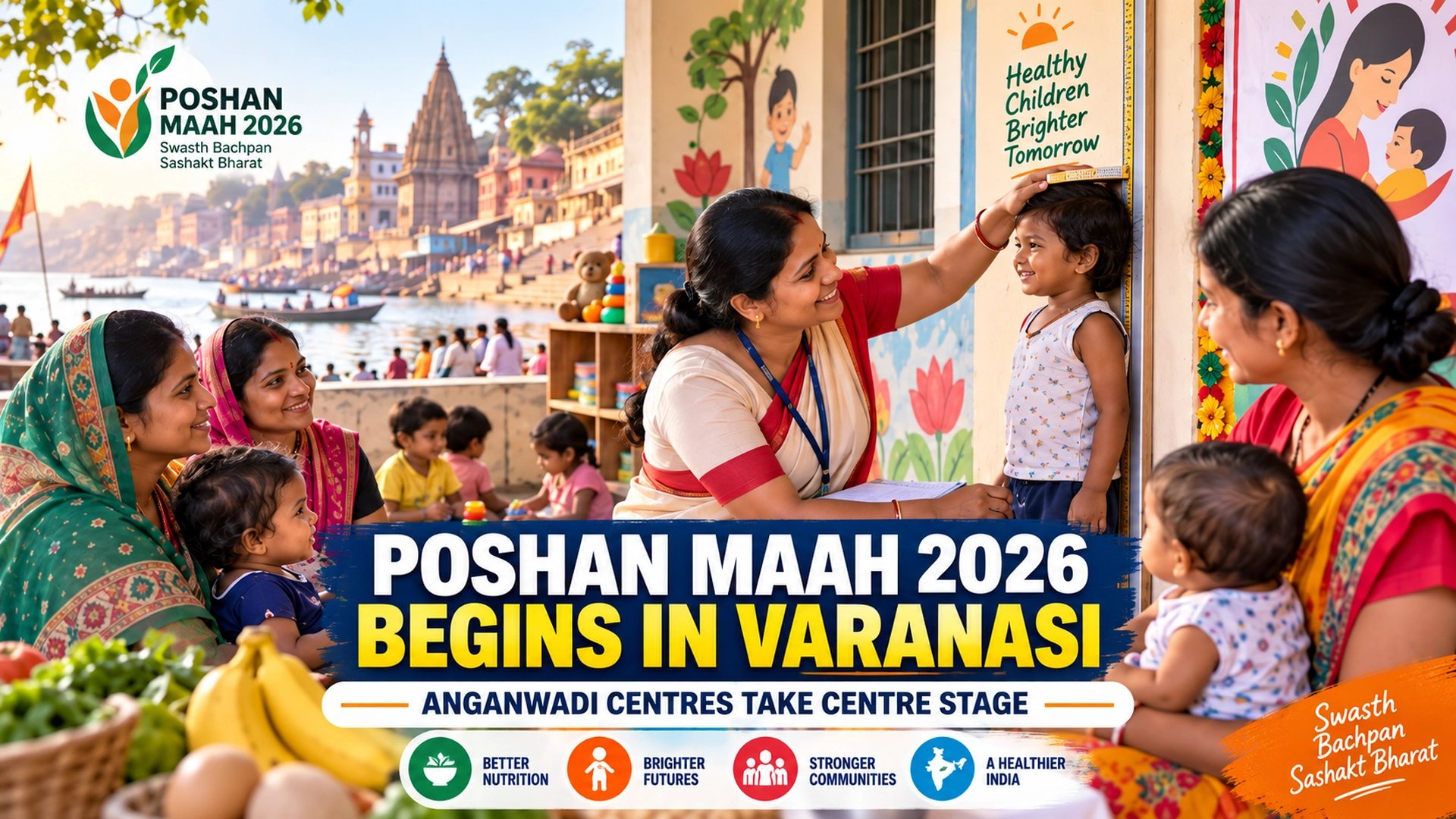 Bilibilii editorial thumbnail for Poshan Maah 2026 Launches in Varanasi — Why Anganwadi Centres Are at the Heart of This Year’s Push
