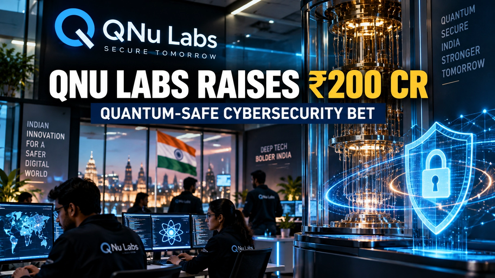 Bilibilii editorial thumbnail for QNu Labs Raises ₹200 Crore for Quantum-Safe Cybersecurity — Why This Deep-Tech Bet Matters