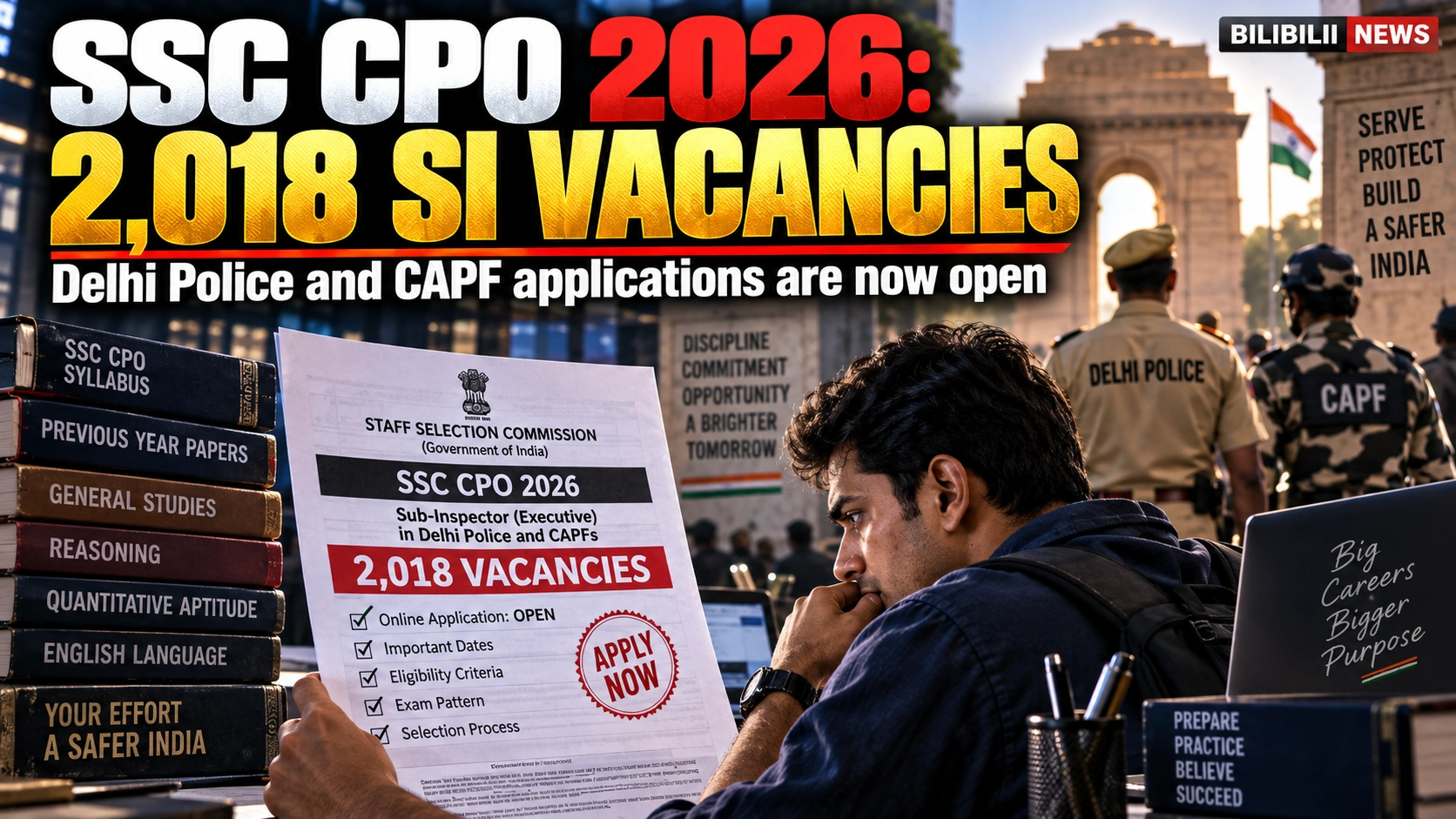 Bilibilii editorial thumbnail for SSC CPO 2026 Opens for 2,018 Sub-Inspector Vacancies — Who Can Apply and the Deadline