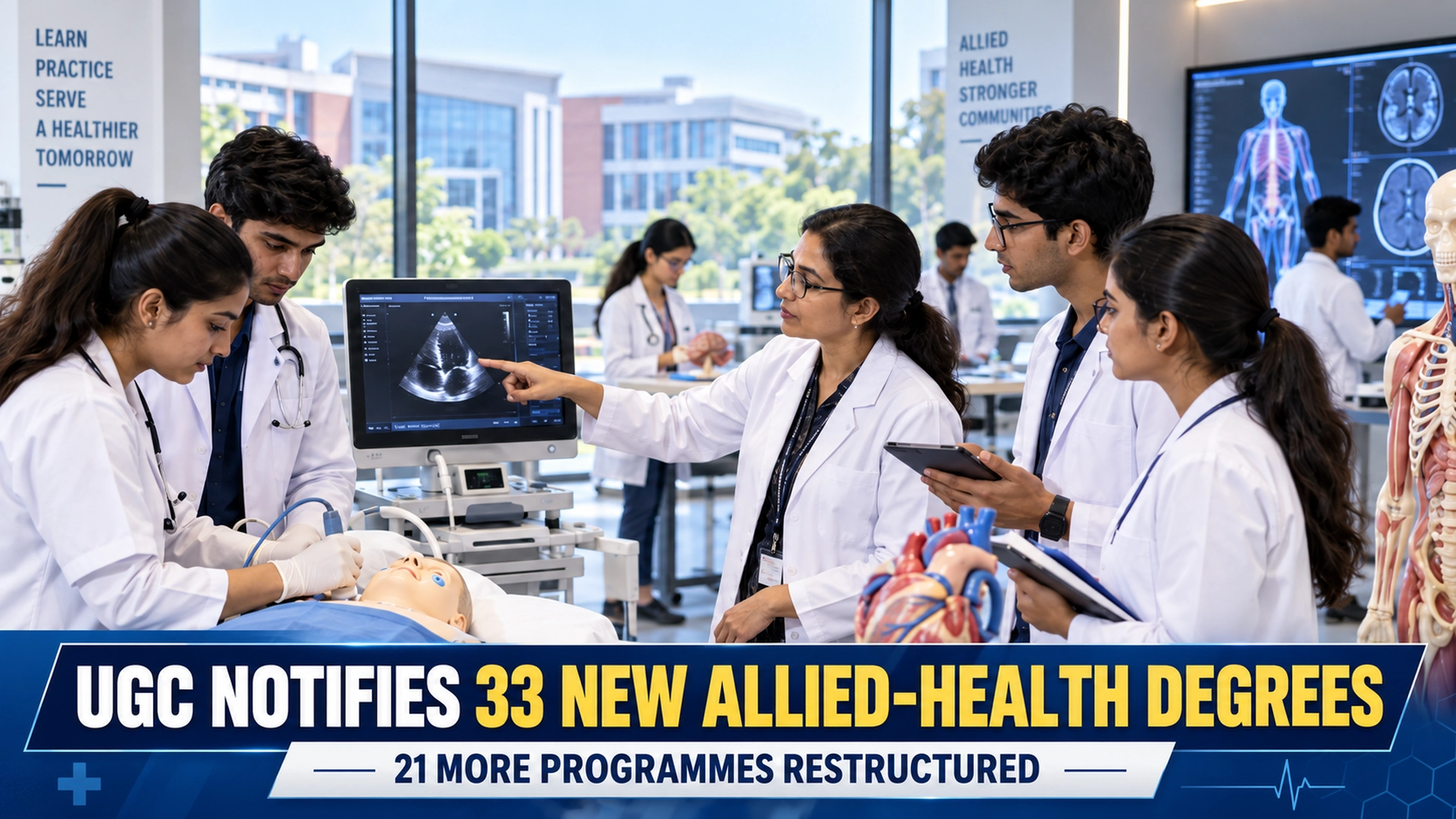 Bilibilii editorial thumbnail for UGC Notifies 33 New Allied-Health Degrees and Restructures 21 More — What Students Should Know