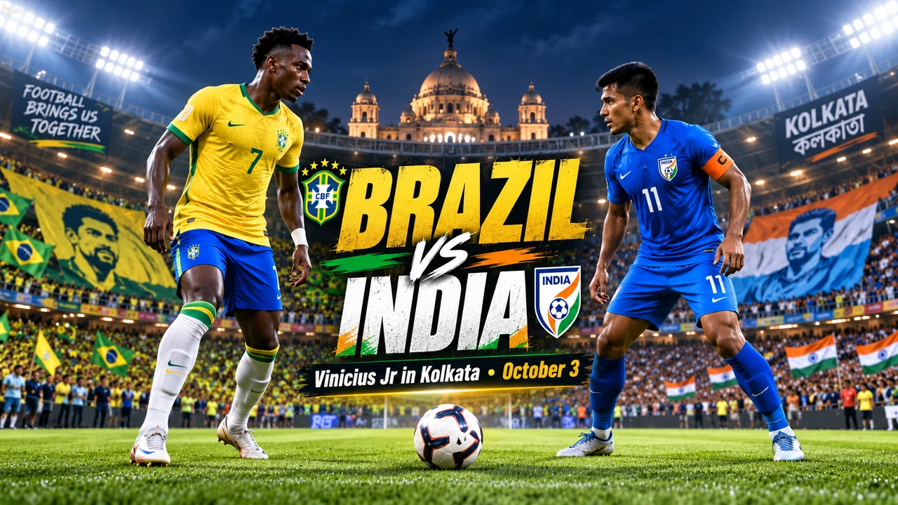 Bilibilii editorial illustration for Vinicius Jr Is Coming to Kolkata: Why Brazil vs India Could Become One of Indian Football’s Biggest Nights